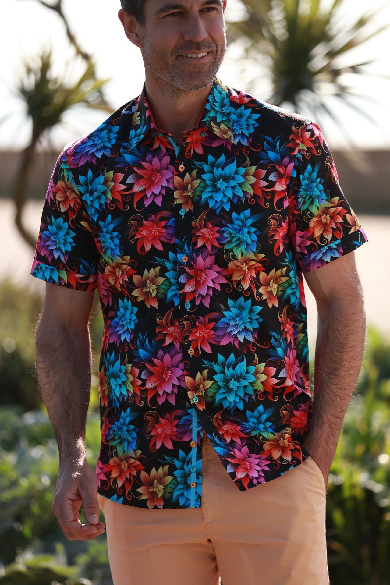 DIGITAL FLORAL PRINTED SHORT SLEEVE SHIRT – Premium Men's Patterned Shirt by Claudio Lugli | Bold Design, Tailored Fit, Best Printed Shirts