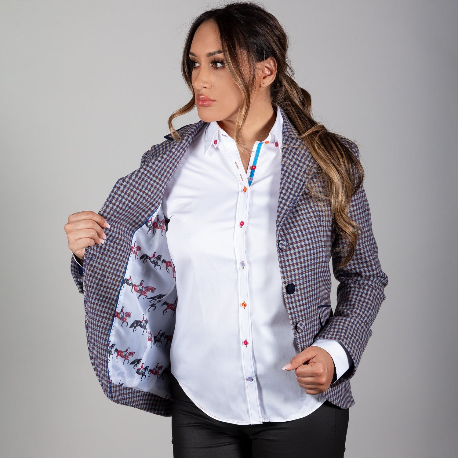DOGTOOTH WOOL WOMENS JACKET - Premium Men's Patterned Shirt by Claudio Lugli | Bold Design, Tailored Fit, Best Printed Shirts