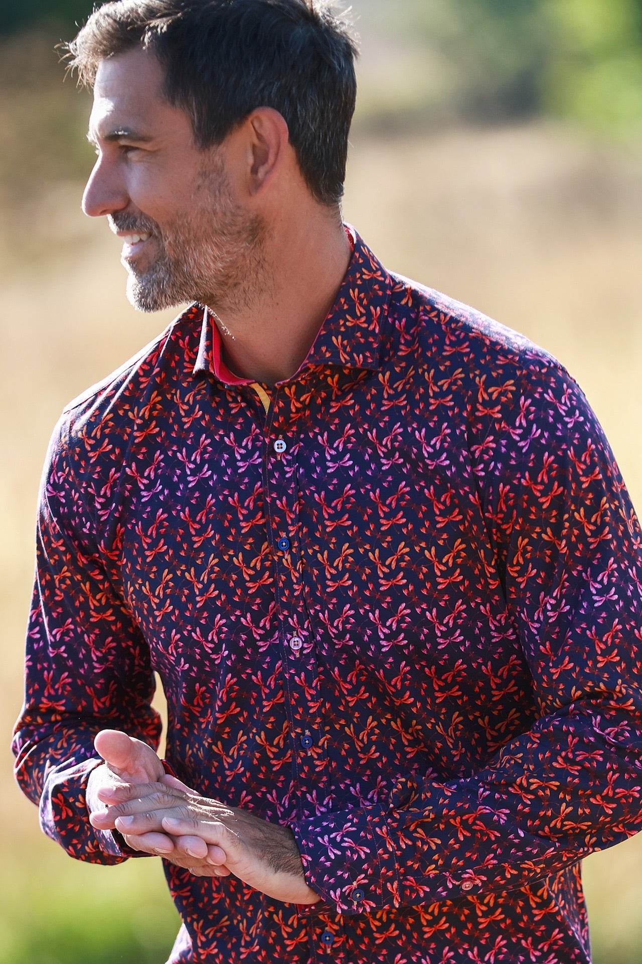 DRAGONFLIES TENCEL PRINT SHIRT - Claudio Lugli Shirts