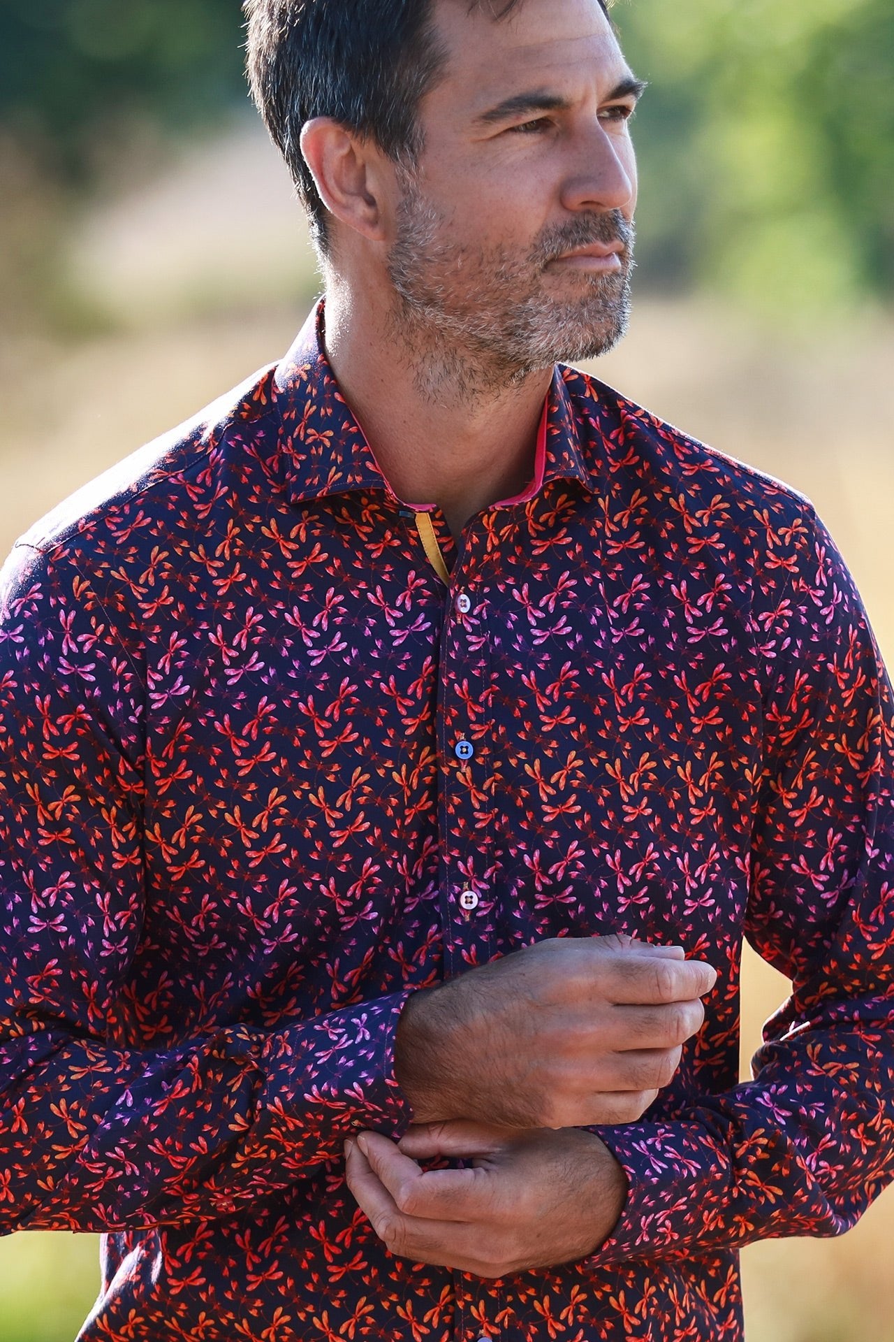 DRAGONFLIES TENCEL PRINT SHIRT - Claudio Lugli Shirts