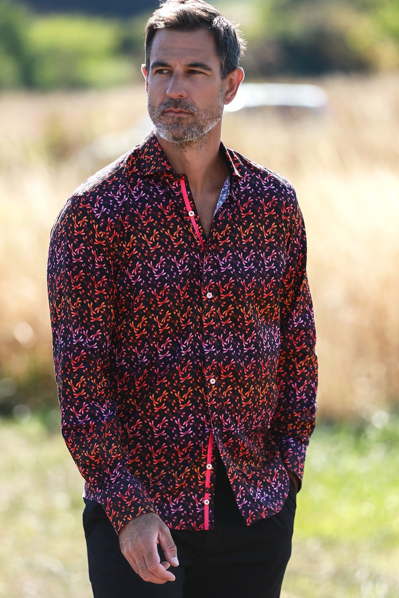 DRAGONFLIES TENCEL PRINT SHIRT - Claudio Lugli Shirts