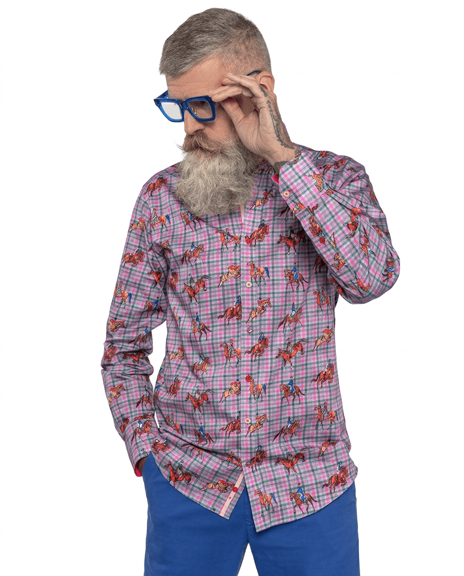 Dressage Horses Check Print Shirt - Claudio Lugli Shirts