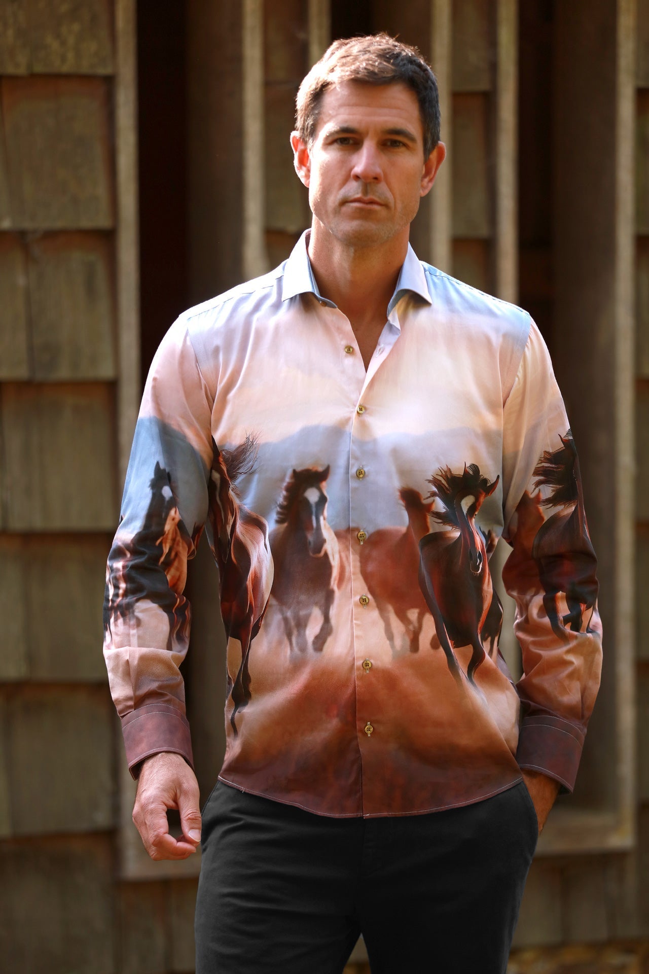 DUSK STAMPEDE PLACEMENT SHIRT - Premium Men's Patterned Shirt by Claudio Lugli | Bold Design, Tailored Fit, Best Printed Shirts