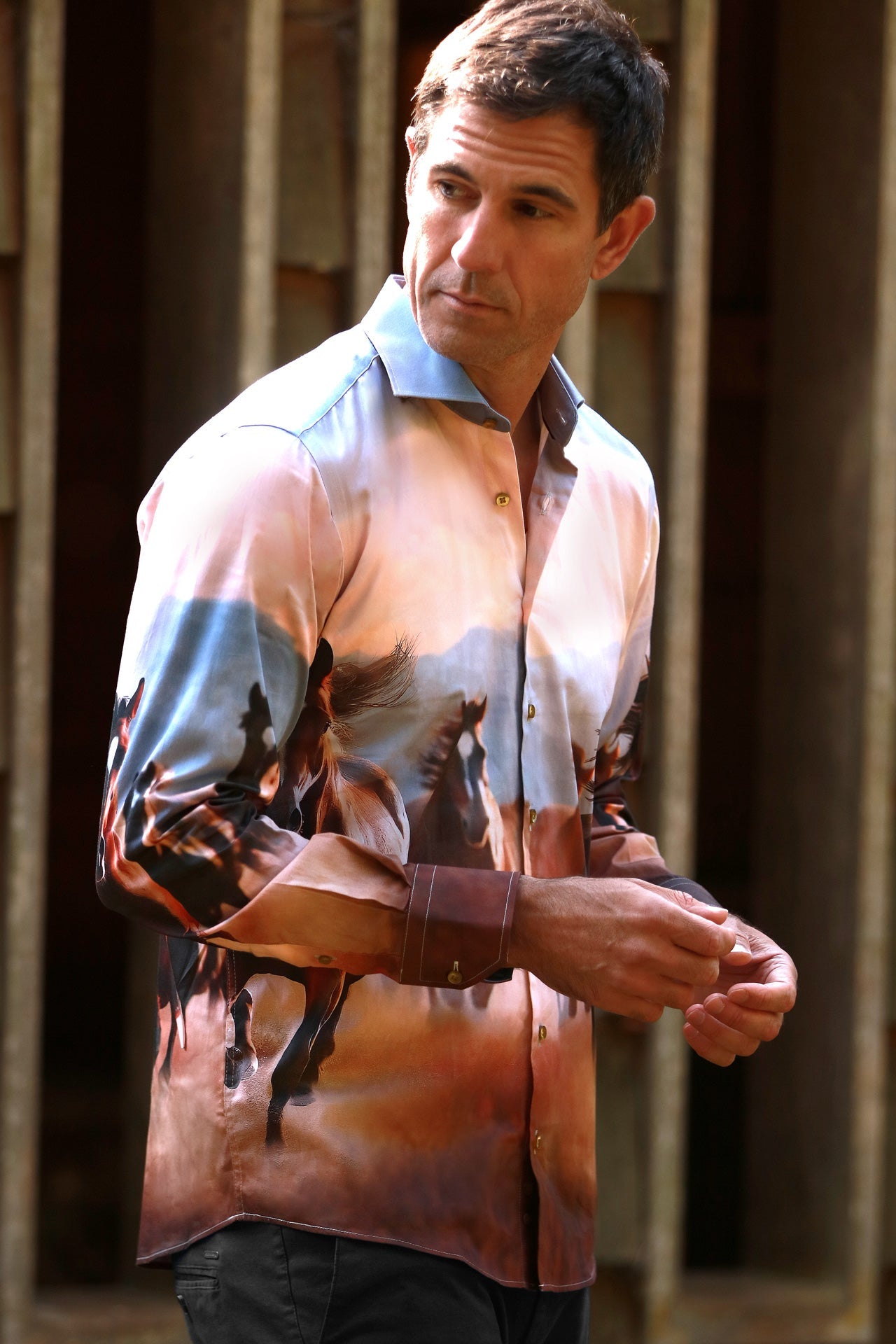 DUSK STAMPEDE PLACEMENT SHIRT - Premium Men's Patterned Shirt by Claudio Lugli | Bold Design, Tailored Fit, Best Printed Shirts