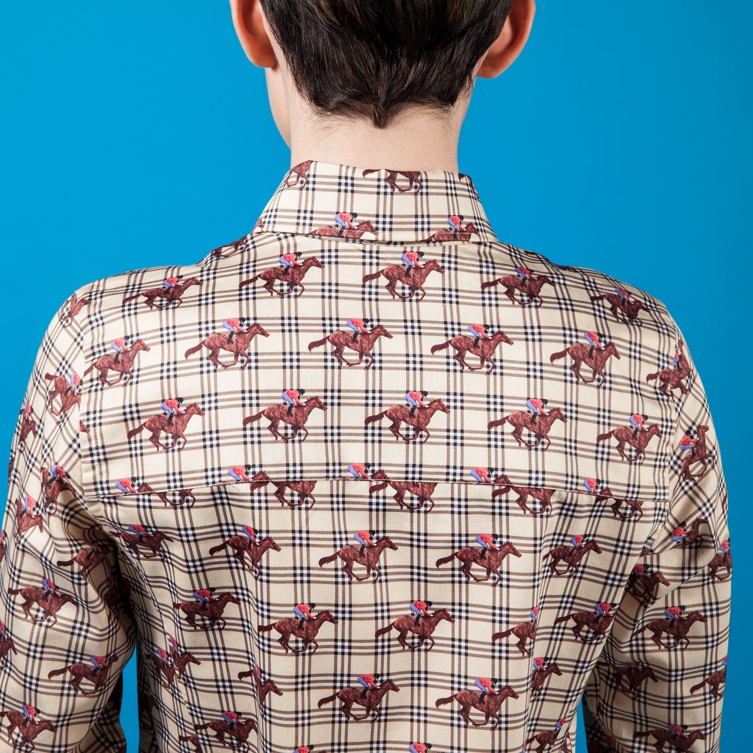 ELIZABETH HORSE CHECK WOMENS PRINT SHIRT – Premium Men's Patterned Shirt by Claudio Lugli | Bold Design, Tailored Fit, Best Printed Shirts