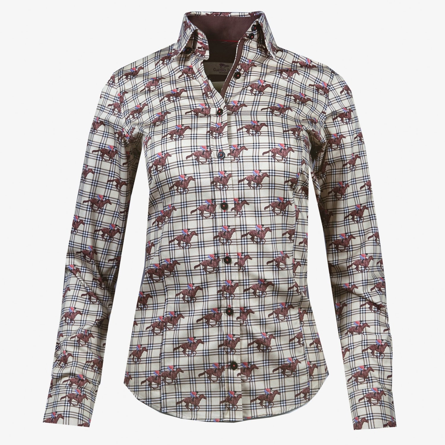 ELIZABETH HORSE CHECK WOMENS PRINT SHIRT – Premium Men's Patterned Shirt by Claudio Lugli | Bold Design, Tailored Fit, Best Printed Shirts