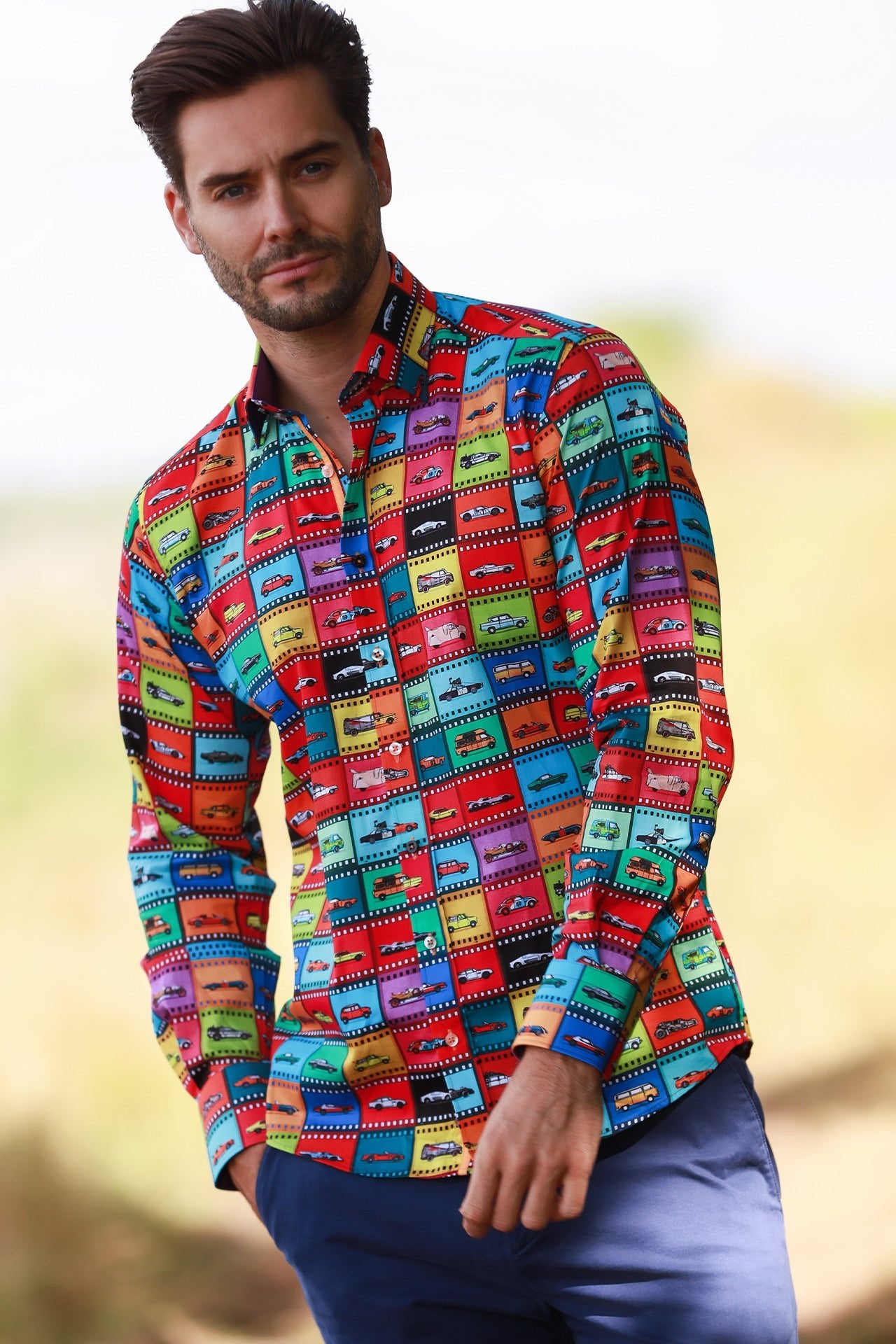 FAMOUS CARS PRINT SHIRT – Premium Men's Patterned Shirt by Claudio Lugli | Bold Design, Tailored Fit, Best Printed Shirts