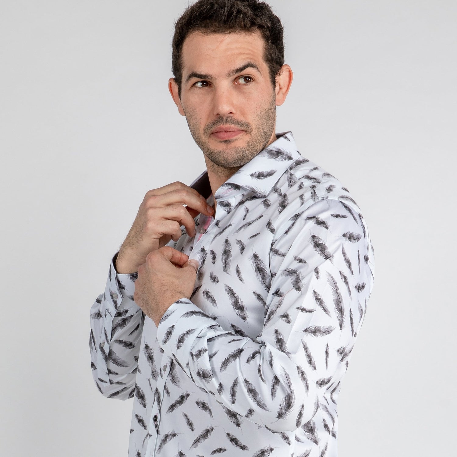 FEATHERS FLOATING PRINT SHIRT - Premium Men's Patterned Shirt by Claudio Lugli | Bold Design, Tailored Fit, Best Printed Shirts