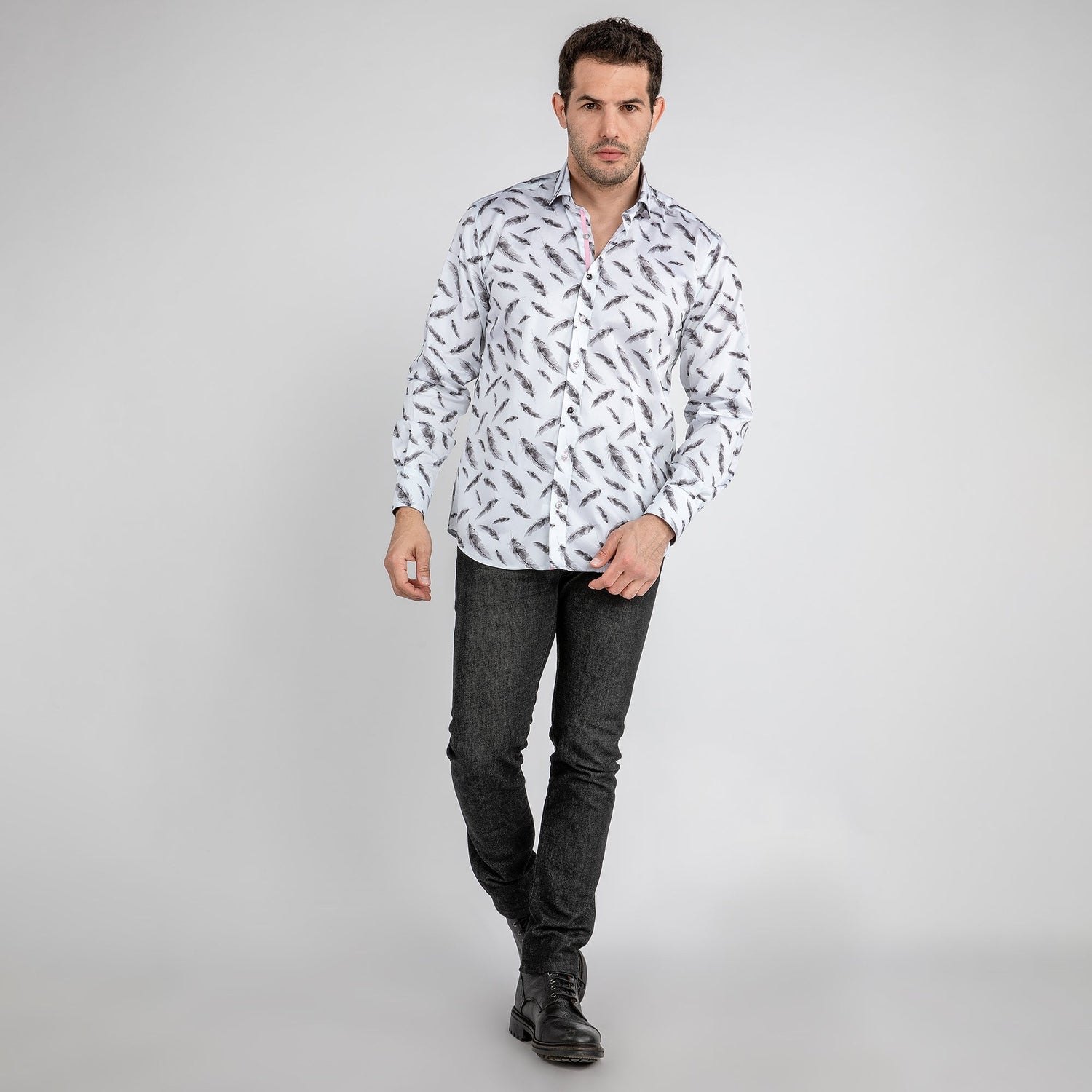 FEATHERS FLOATING PRINT SHIRT - Premium Men's Patterned Shirt by Claudio Lugli | Bold Design, Tailored Fit, Best Printed Shirts