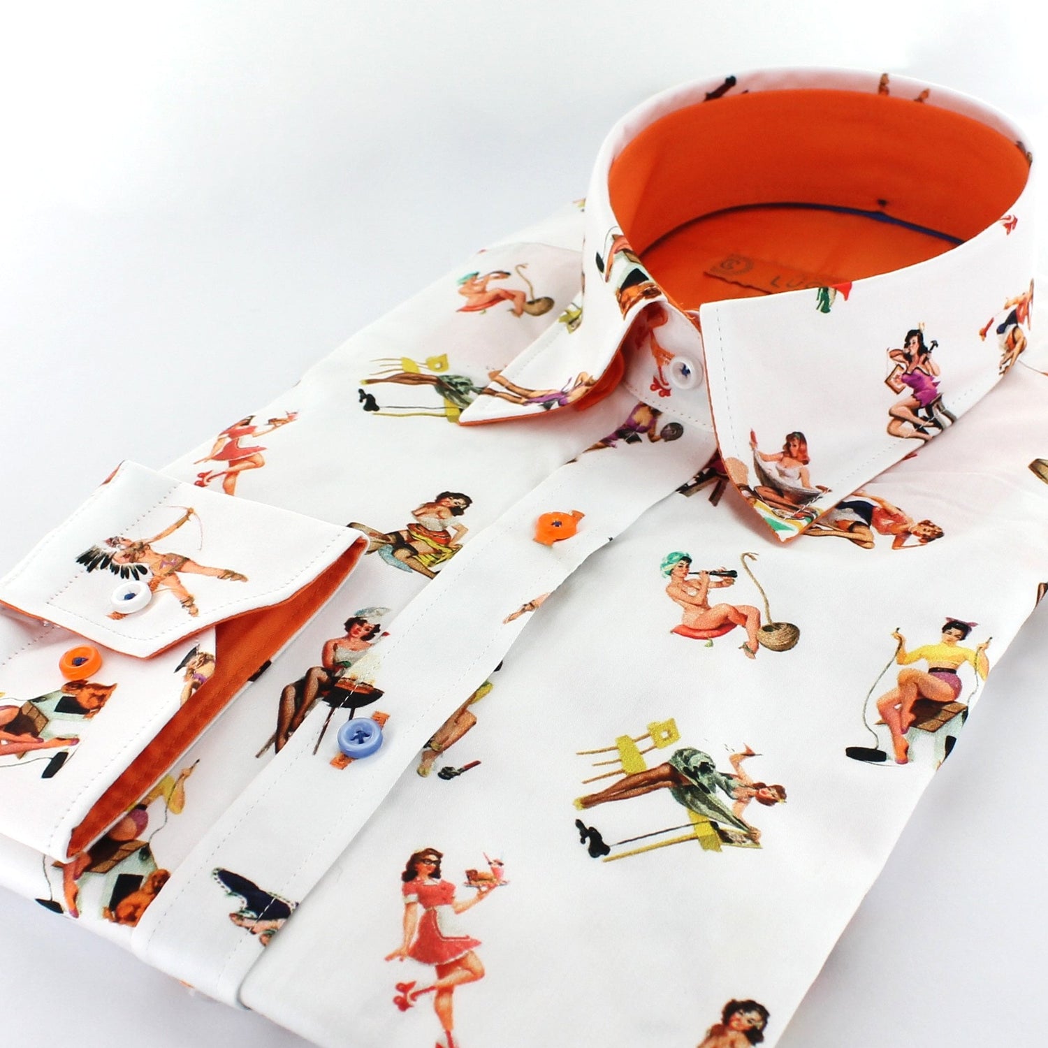 FEMME FATALE PIN UP GIRLS WOMENS PRINT SHIRT - Premium Men's Patterned Shirt by Claudio Lugli | Bold Design, Tailored Fit, Best Printed Shirts