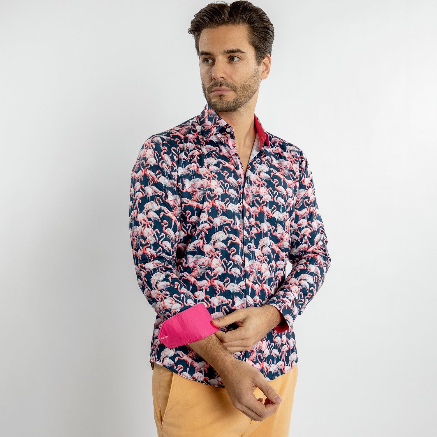 FLAMBOYANCE OF FLAMINGOS PRINT SHIRT – Premium Men's Patterned Shirt by Claudio Lugli | Bold Design, Tailored Fit, Best Printed Shirts