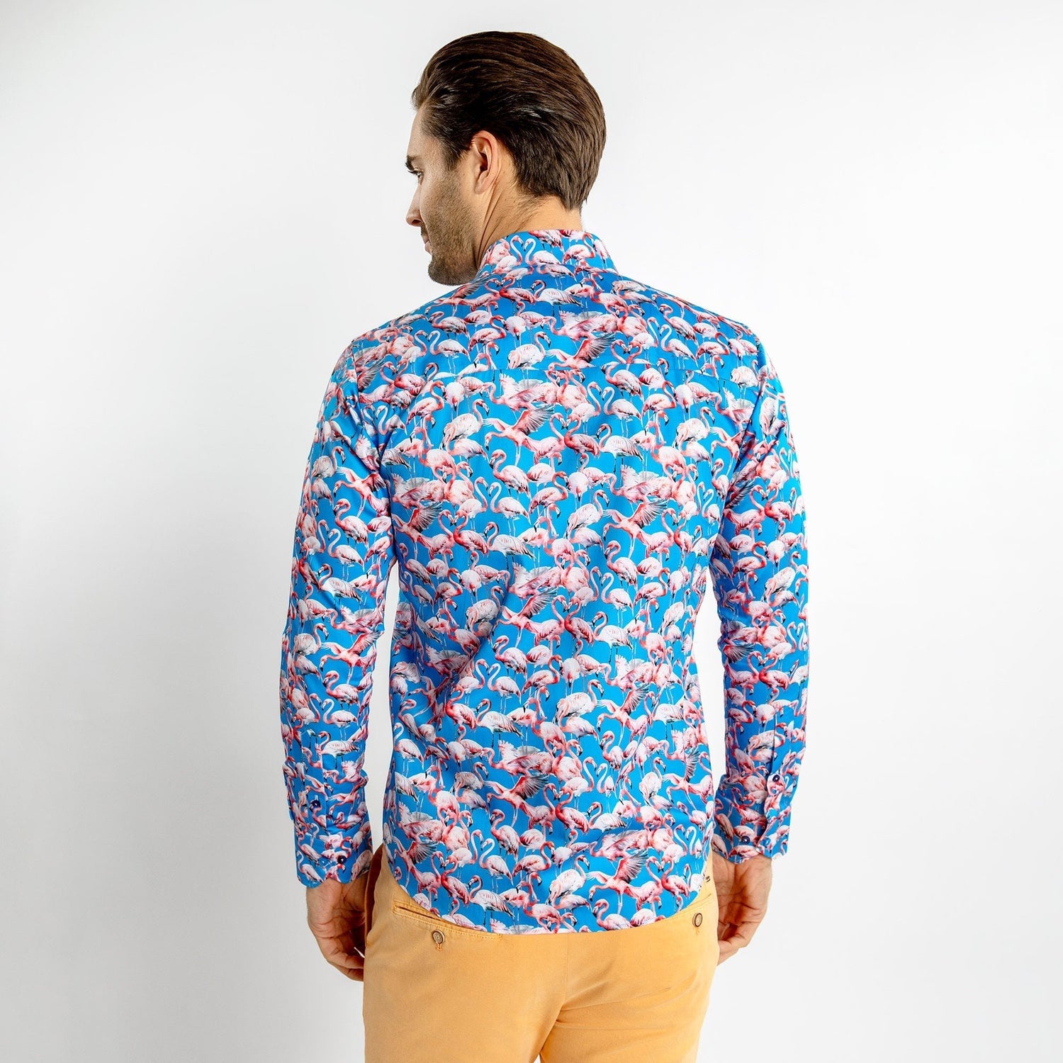 FLAMBOYANCE OF FLAMINGOS PRINT SHIRT – Premium Men's Patterned Shirt by Claudio Lugli | Bold Design, Tailored Fit, Best Printed Shirts