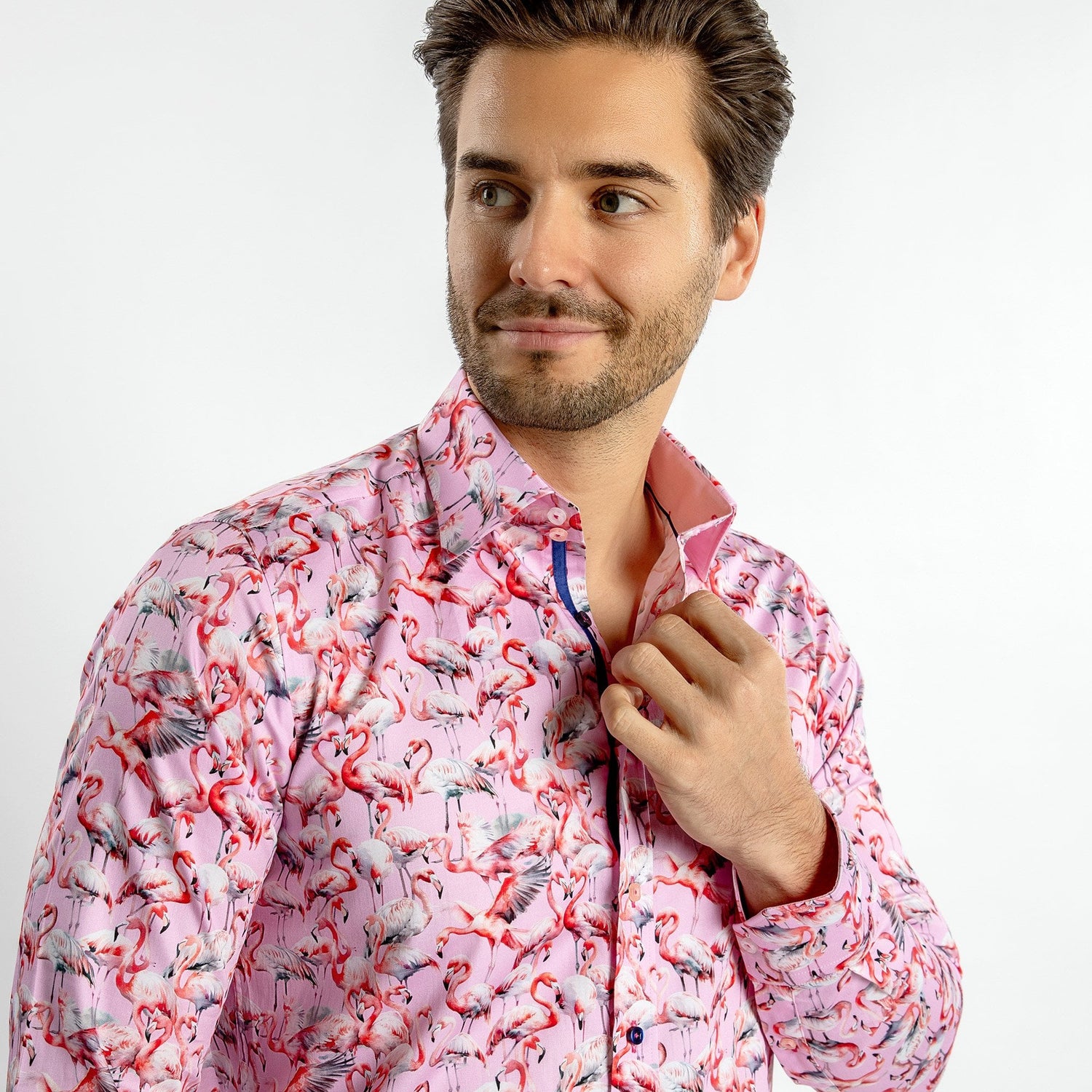 FLAMBOYANCE OF FLAMINGOS PRINT SHIRT – Premium Men's Patterned Shirt by Claudio Lugli | Bold Design, Tailored Fit, Best Printed Shirts