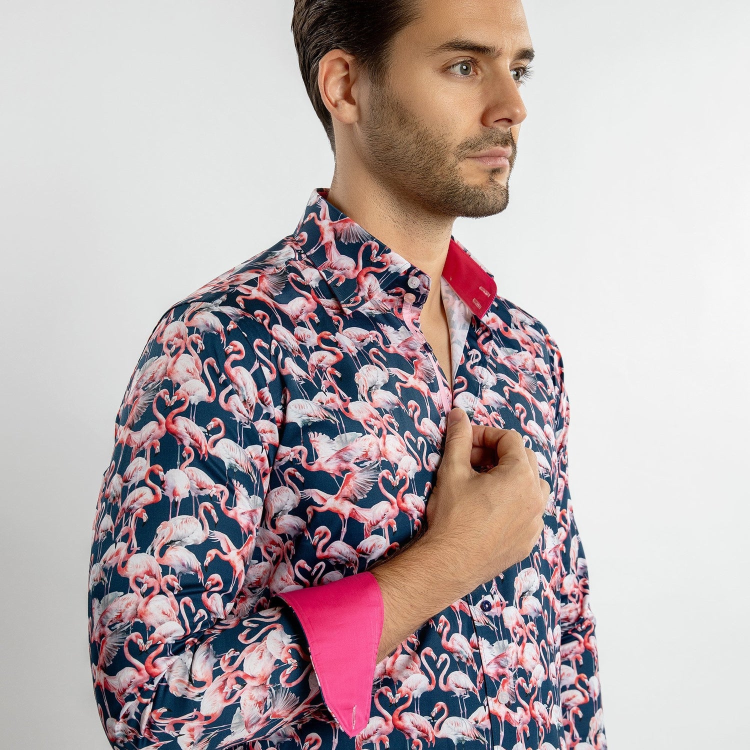 FLAMBOYANCE OF FLAMINGOS PRINT SHIRT – Premium Men's Patterned Shirt by Claudio Lugli | Bold Design, Tailored Fit, Best Printed Shirts