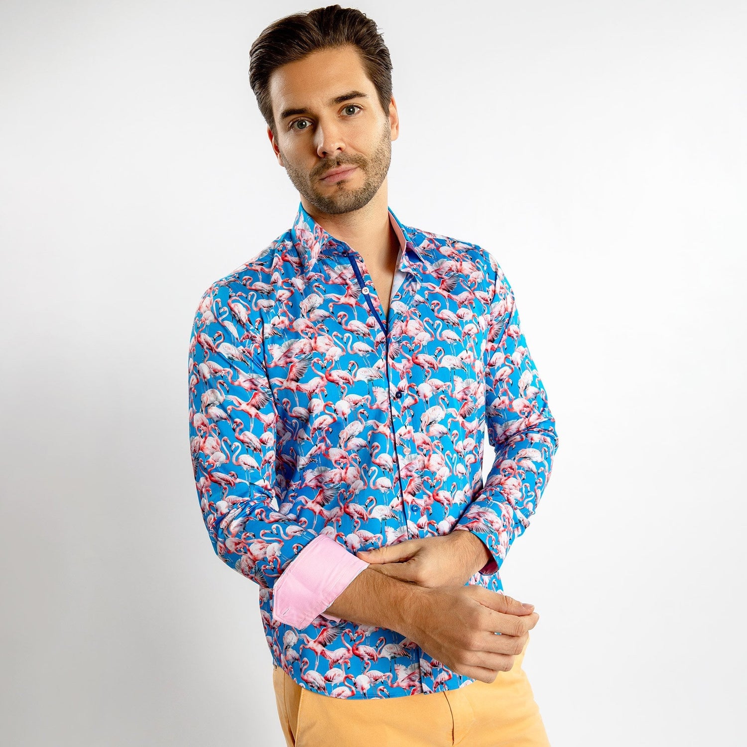 FLAMBOYANCE OF FLAMINGOS PRINT SHIRT – Premium Men's Patterned Shirt by Claudio Lugli | Bold Design, Tailored Fit, Best Printed Shirts