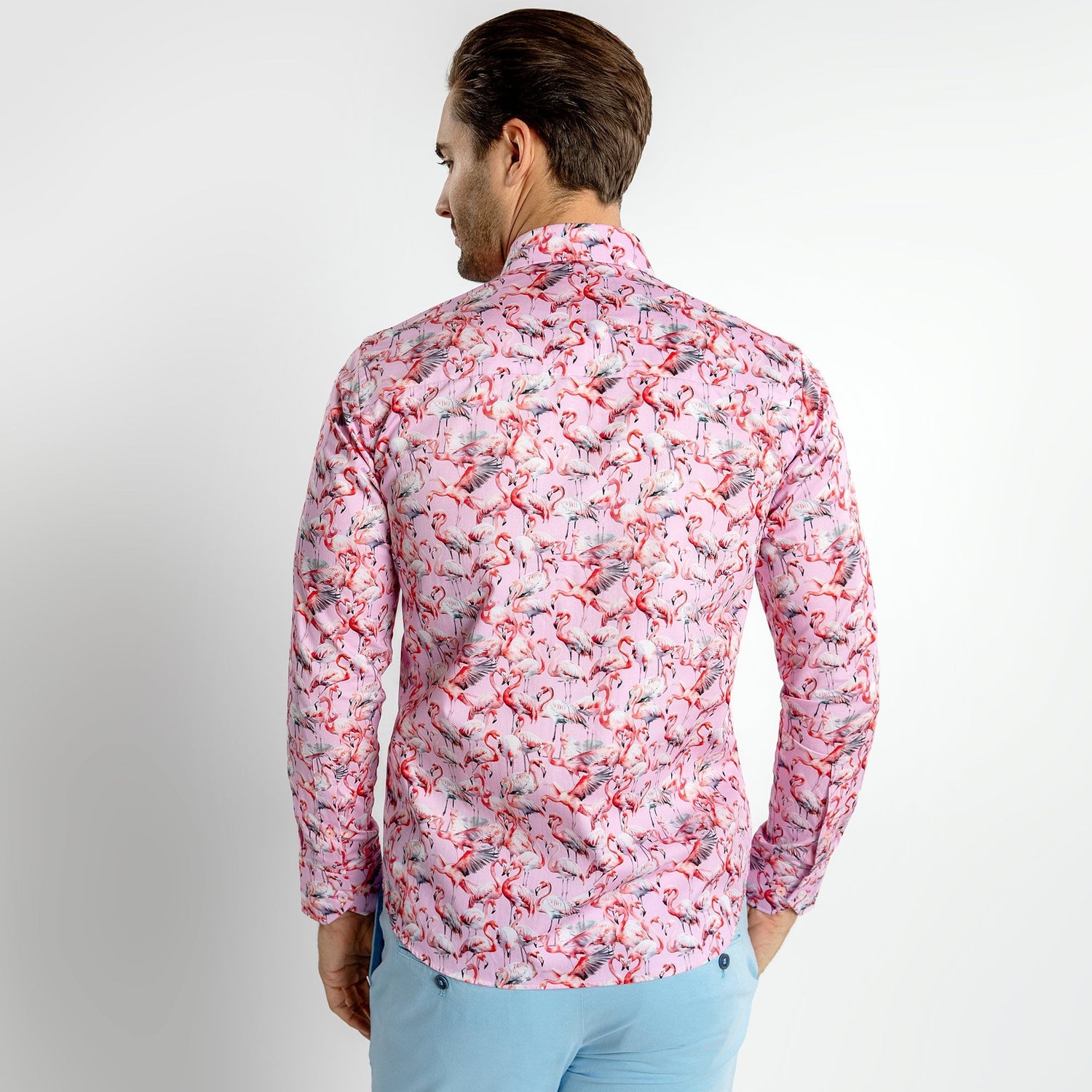 FLAMBOYANCE OF FLAMINGOS PRINT SHIRT – Premium Men's Patterned Shirt by Claudio Lugli | Bold Design, Tailored Fit, Best Printed Shirts
