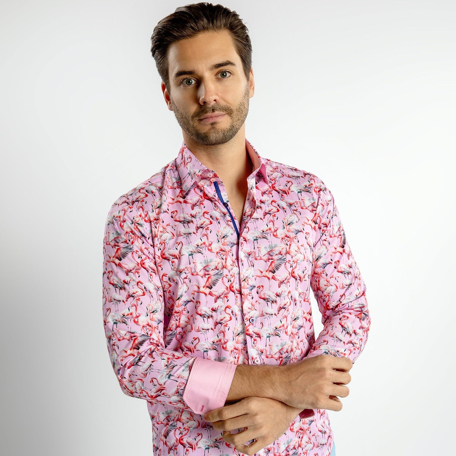 FLAMBOYANCE OF FLAMINGOS PRINT SHIRT – Premium Men's Patterned Shirt by Claudio Lugli | Bold Design, Tailored Fit, Best Printed Shirts