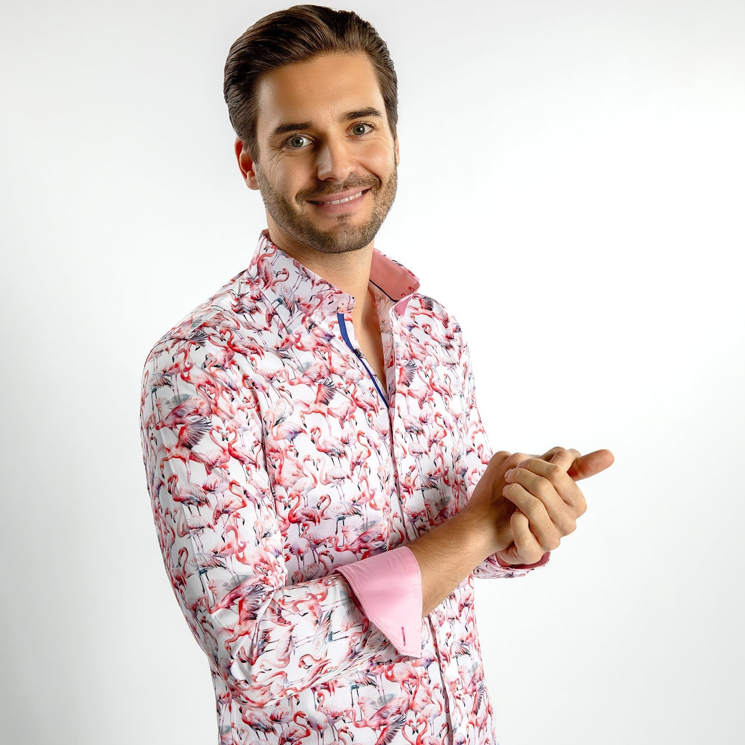FLAMBOYANCE OF FLAMINGOS PRINT SHIRT – Premium Men's Patterned Shirt by Claudio Lugli | Bold Design, Tailored Fit, Best Printed Shirts