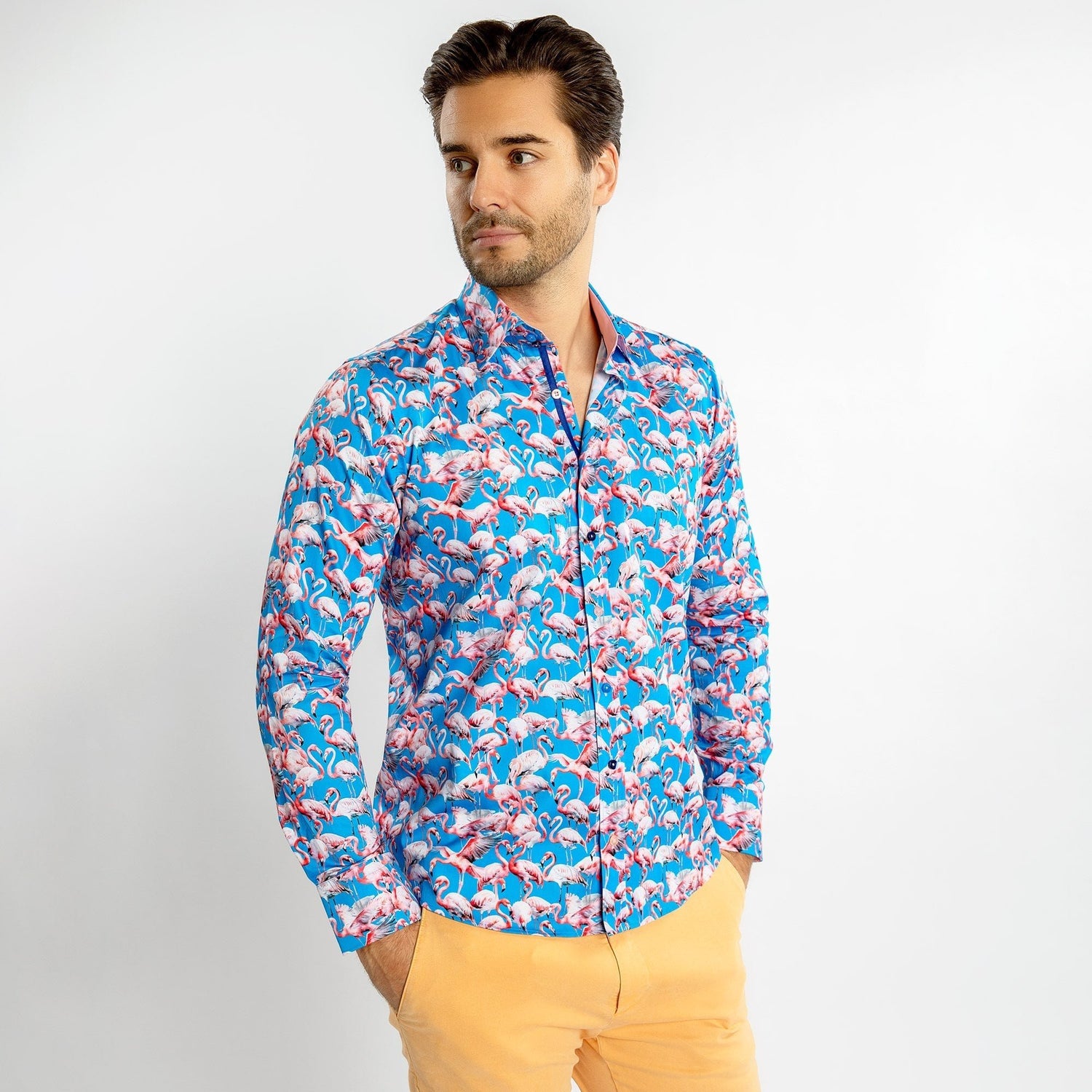 FLAMBOYANCE OF FLAMINGOS PRINT SHIRT – Premium Men's Patterned Shirt by Claudio Lugli | Bold Design, Tailored Fit, Best Printed Shirts