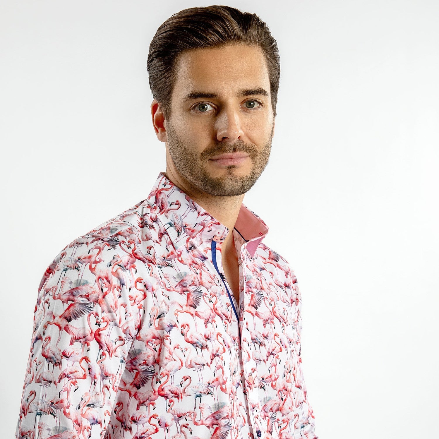 FLAMBOYANCE OF FLAMINGOS PRINT SHIRT – Premium Men's Patterned Shirt by Claudio Lugli | Bold Design, Tailored Fit, Best Printed Shirts