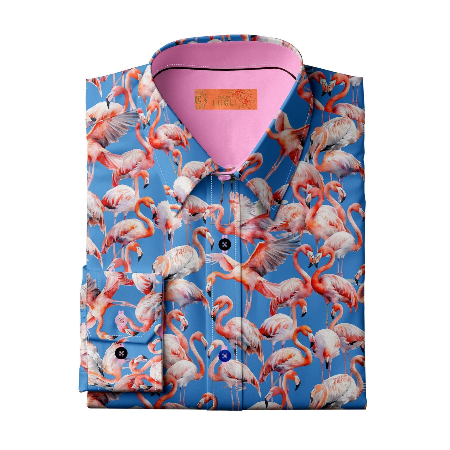 FLAMBOYANCE OF FLAMINGOS WOMENS PRINT SHIRT - Premium Men's Patterned Shirt by Claudio Lugli | Bold Design, Tailored Fit, Best Printed Shirts