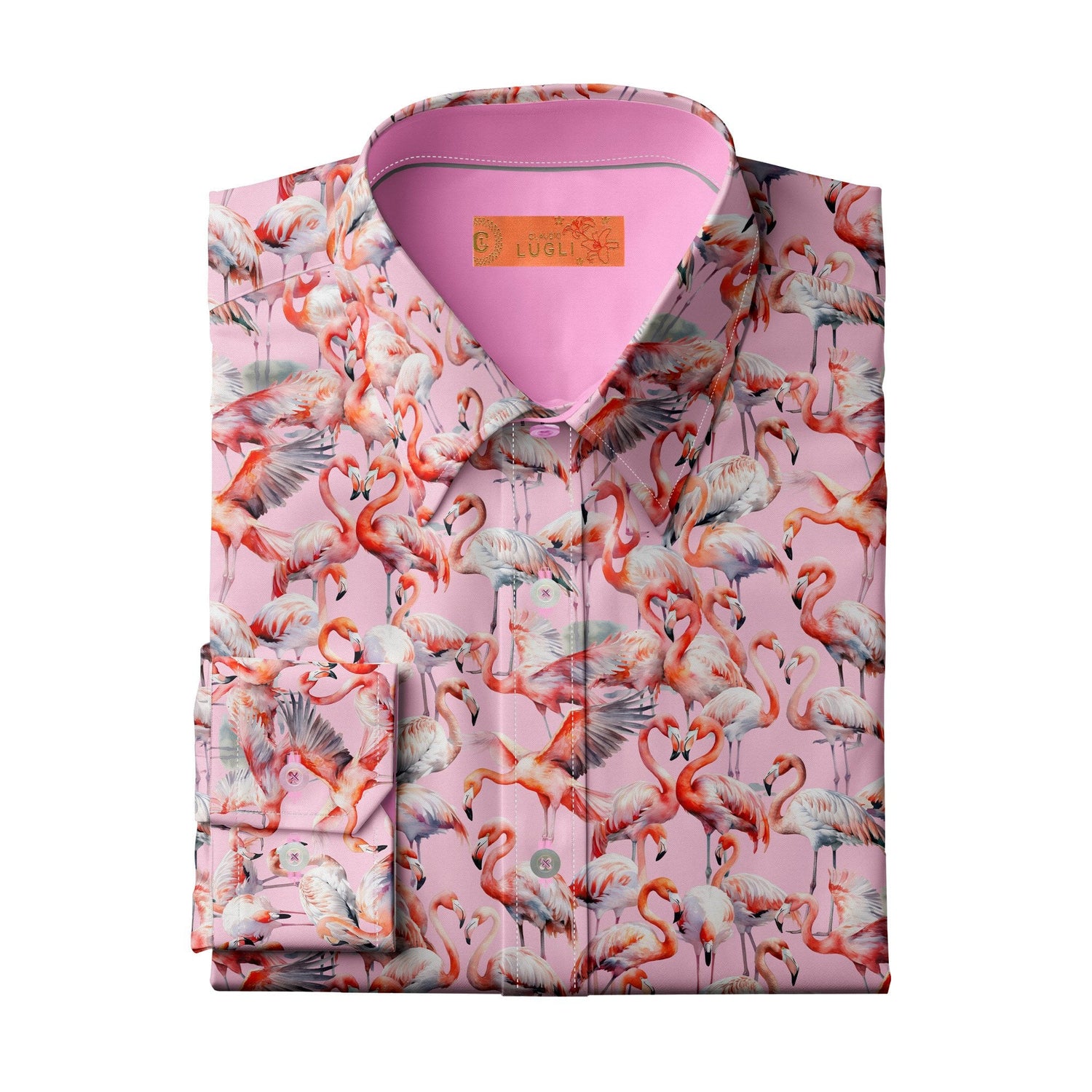 FLAMBOYANCE OF FLAMINGOS WOMENS PRINT SHIRT - Premium Men's Patterned Shirt by Claudio Lugli | Bold Design, Tailored Fit, Best Printed Shirts