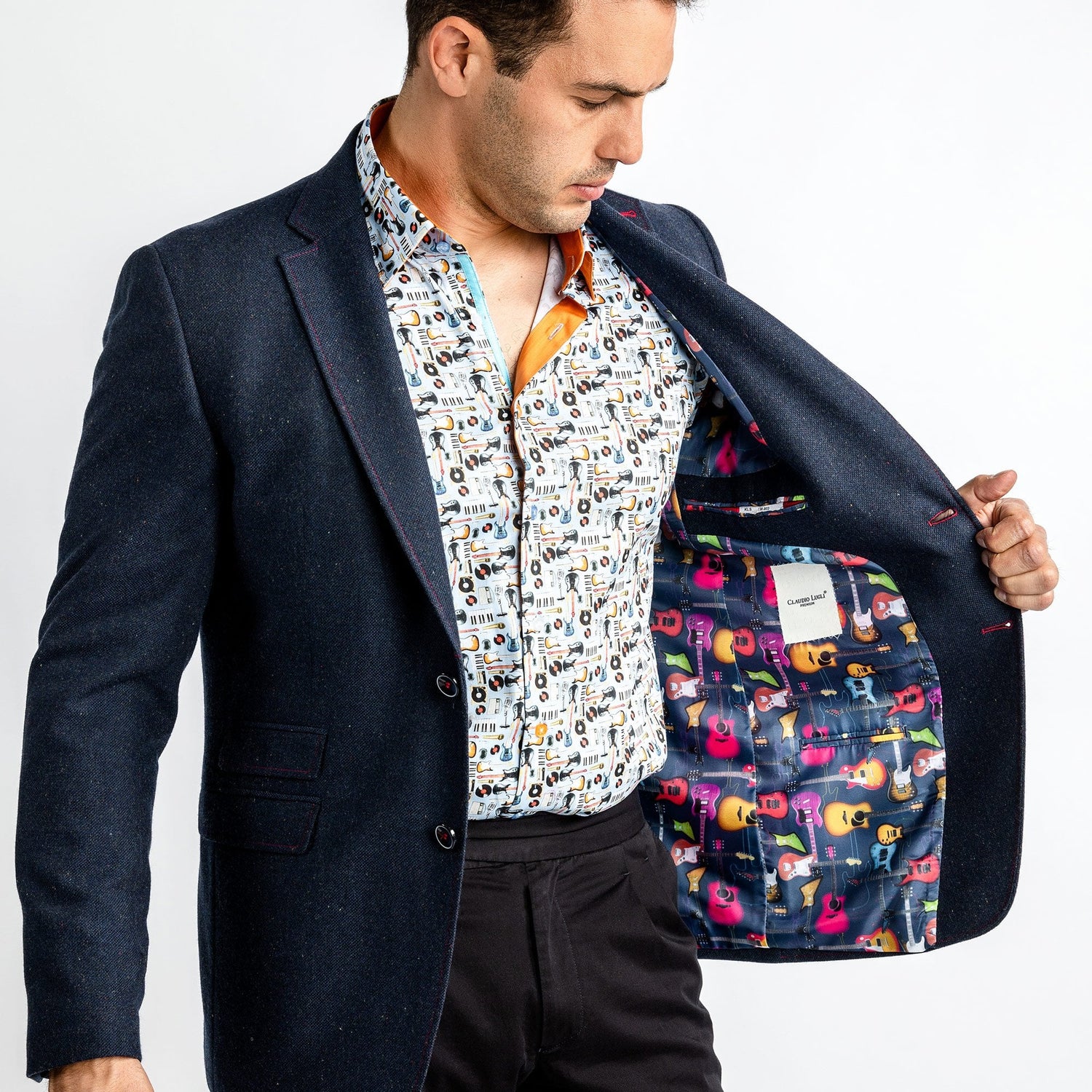 FLECKED WOOL JACKET – Premium Men's Patterned Shirt by Claudio Lugli | Bold Design, Tailored Fit, Best Printed Shirts