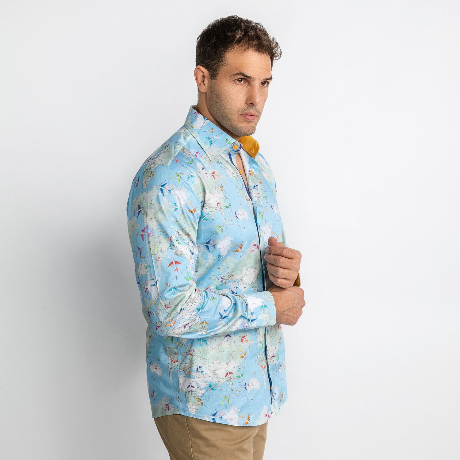 FLIGHT MAP PRINTED SHIRT – Premium Men's Patterned Shirt by Claudio Lugli | Bold Design, Tailored Fit, Best Printed Shirts
