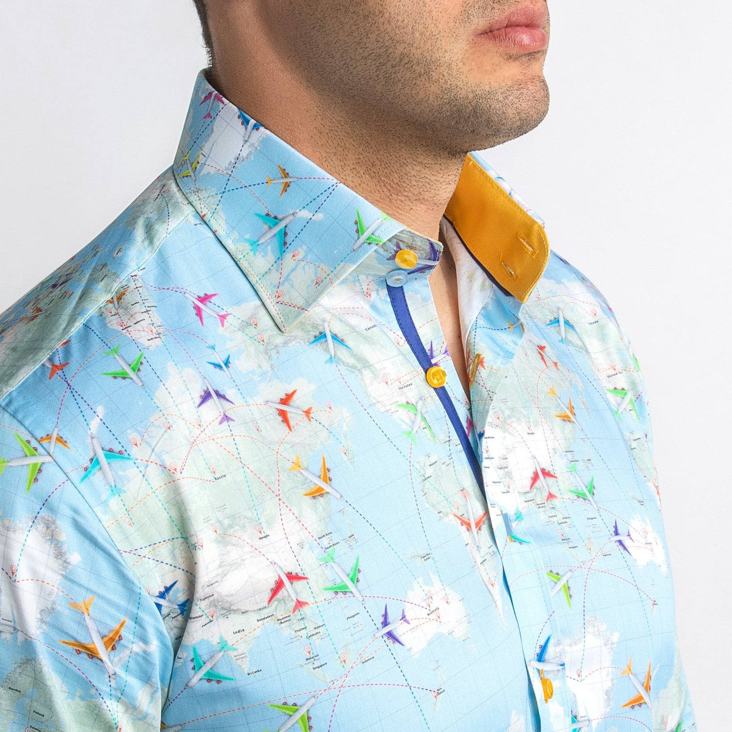 FLIGHT MAP PRINTED SHIRT – Premium Men's Patterned Shirt by Claudio Lugli | Bold Design, Tailored Fit, Best Printed Shirts