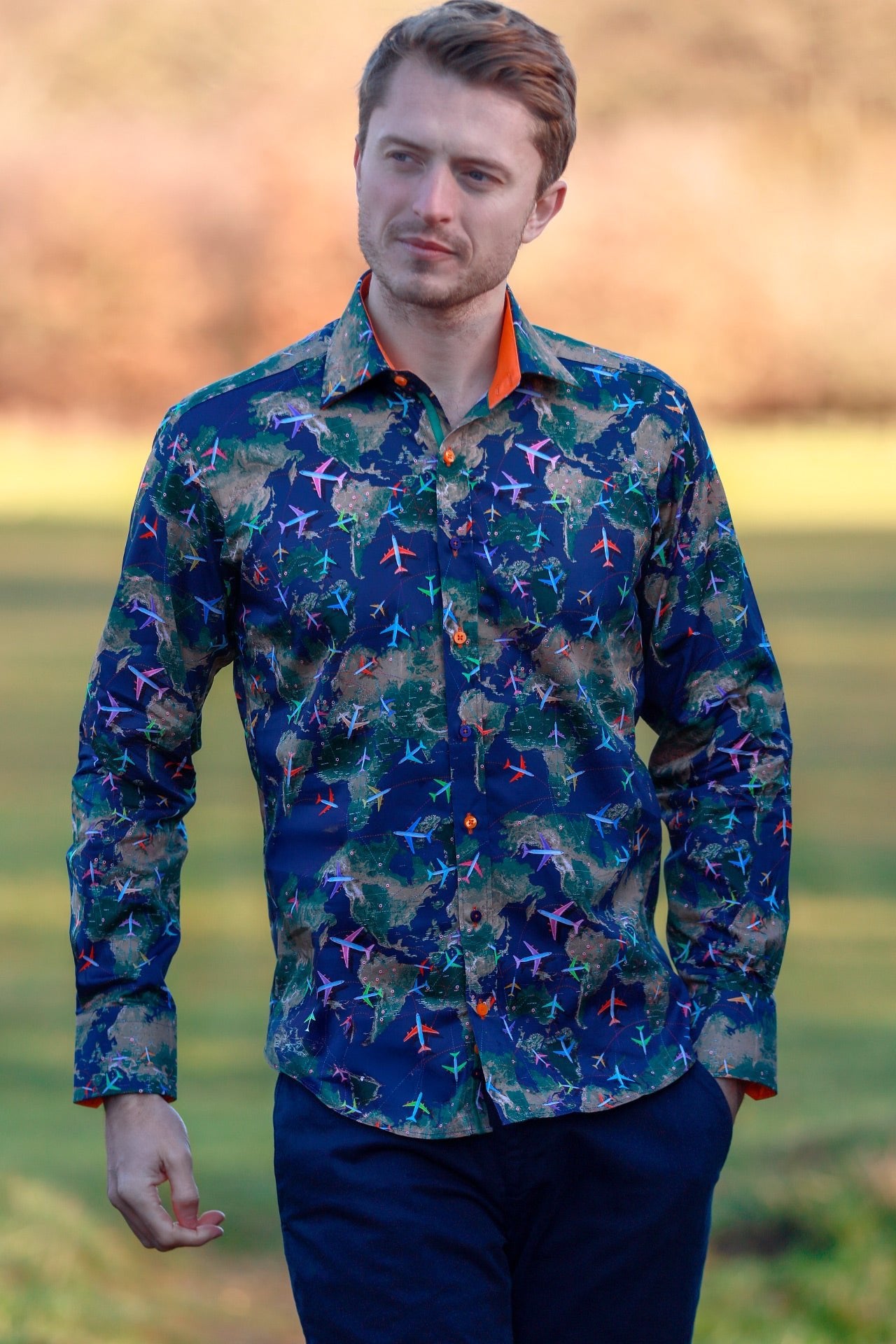 FLIGHT MAP PRINTED SHIRT – Premium Men's Patterned Shirt by Claudio Lugli | Bold Design, Tailored Fit, Best Printed Shirts