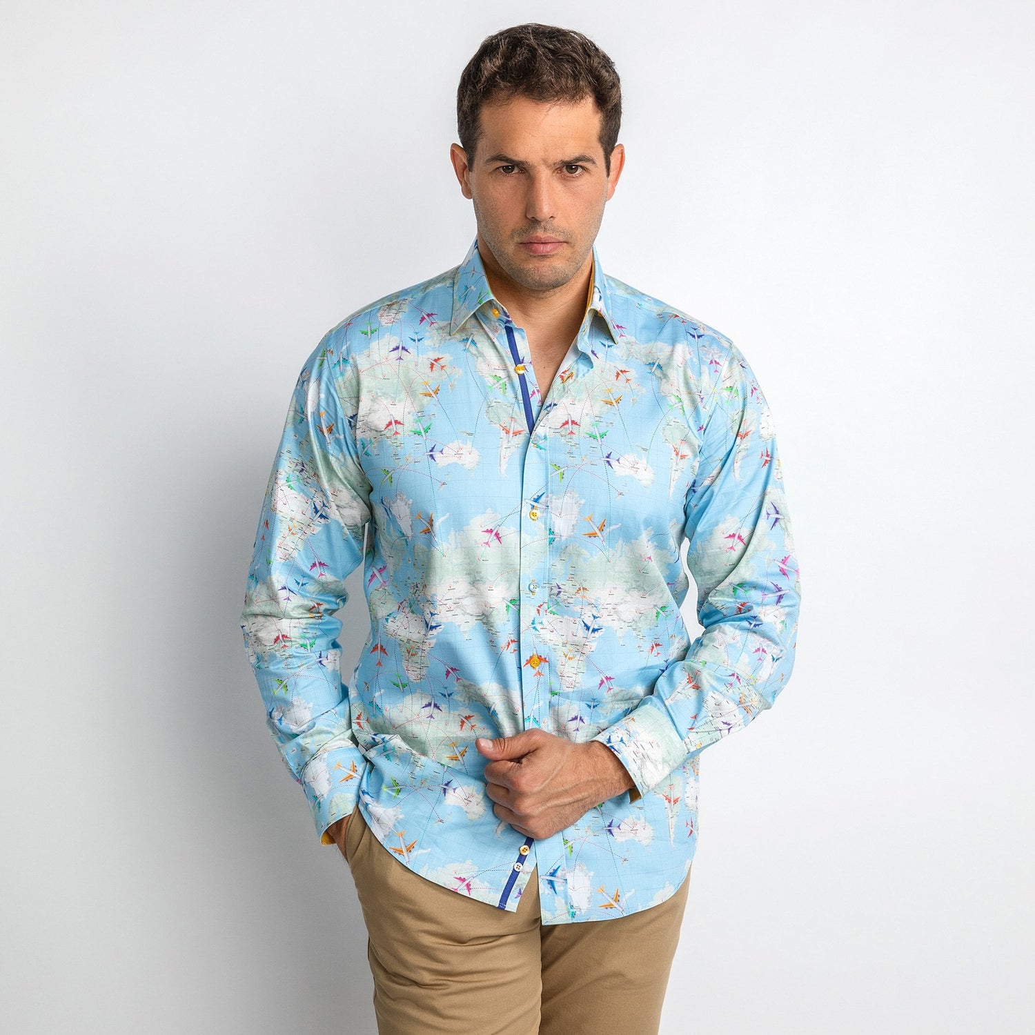 FLIGHT MAP PRINTED SHIRT – Premium Men's Patterned Shirt by Claudio Lugli | Bold Design, Tailored Fit, Best Printed Shirts