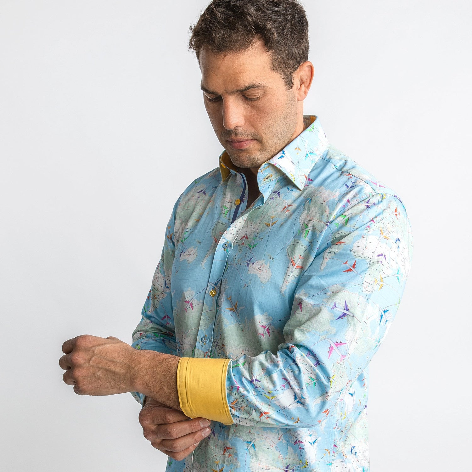 FLIGHT MAP PRINTED SHIRT – Premium Men's Patterned Shirt by Claudio Lugli | Bold Design, Tailored Fit, Best Printed Shirts