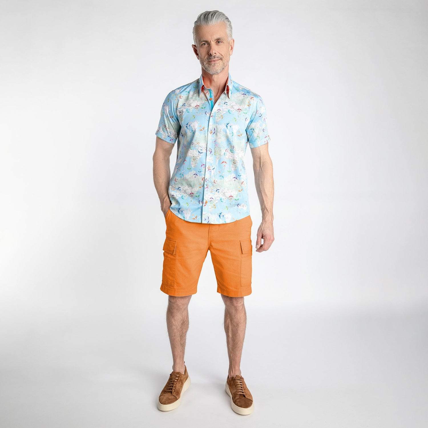 FLIGHT MAP SHORT SLEEVE PRINT SHIRT - Premium Men's Patterned Shirt by Claudio Lugli | Bold Design, Tailored Fit, Best Printed Shirts