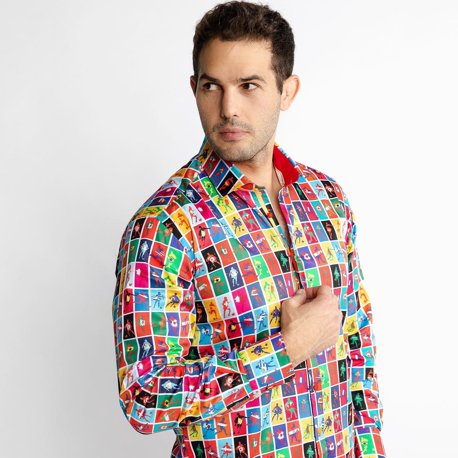 FOOTBALL FLAGS PRINT SHIRT - Premium Men's Patterned Shirt by Claudio Lugli | Bold Design, Tailored Fit, Best Printed Shirts