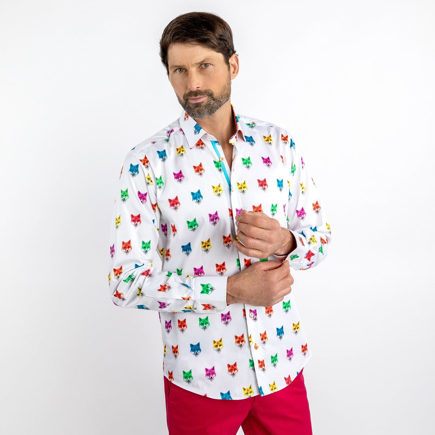 FOXES BEJEWELED PRINT SHIRT - Premium Men's Patterned Shirt by Claudio Lugli | Bold Design, Tailored Fit, Best Printed Shirts