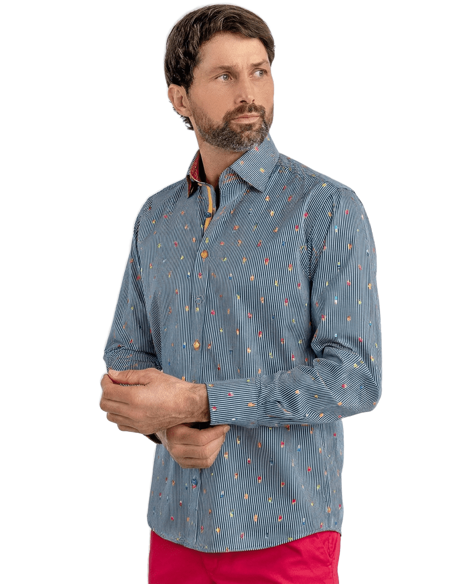 Gelato Cones on Pin Stripe Print Shirt - Claudio Lugli Shirts