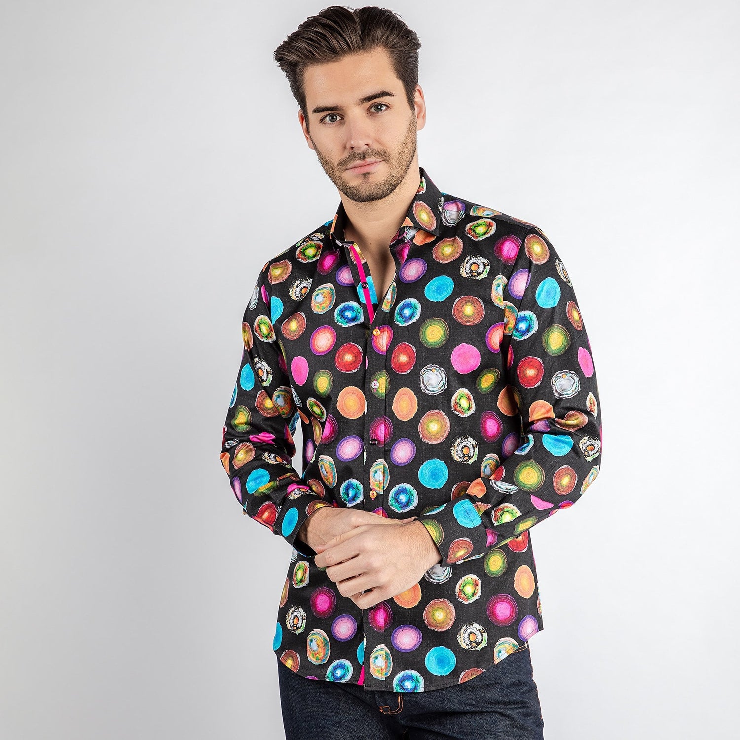 GEODES AND GEMSTONES PRINT SHIRT - Premium Men's Patterned Shirt by Claudio Lugli | Bold Design, Tailored Fit, Best Printed Shirts