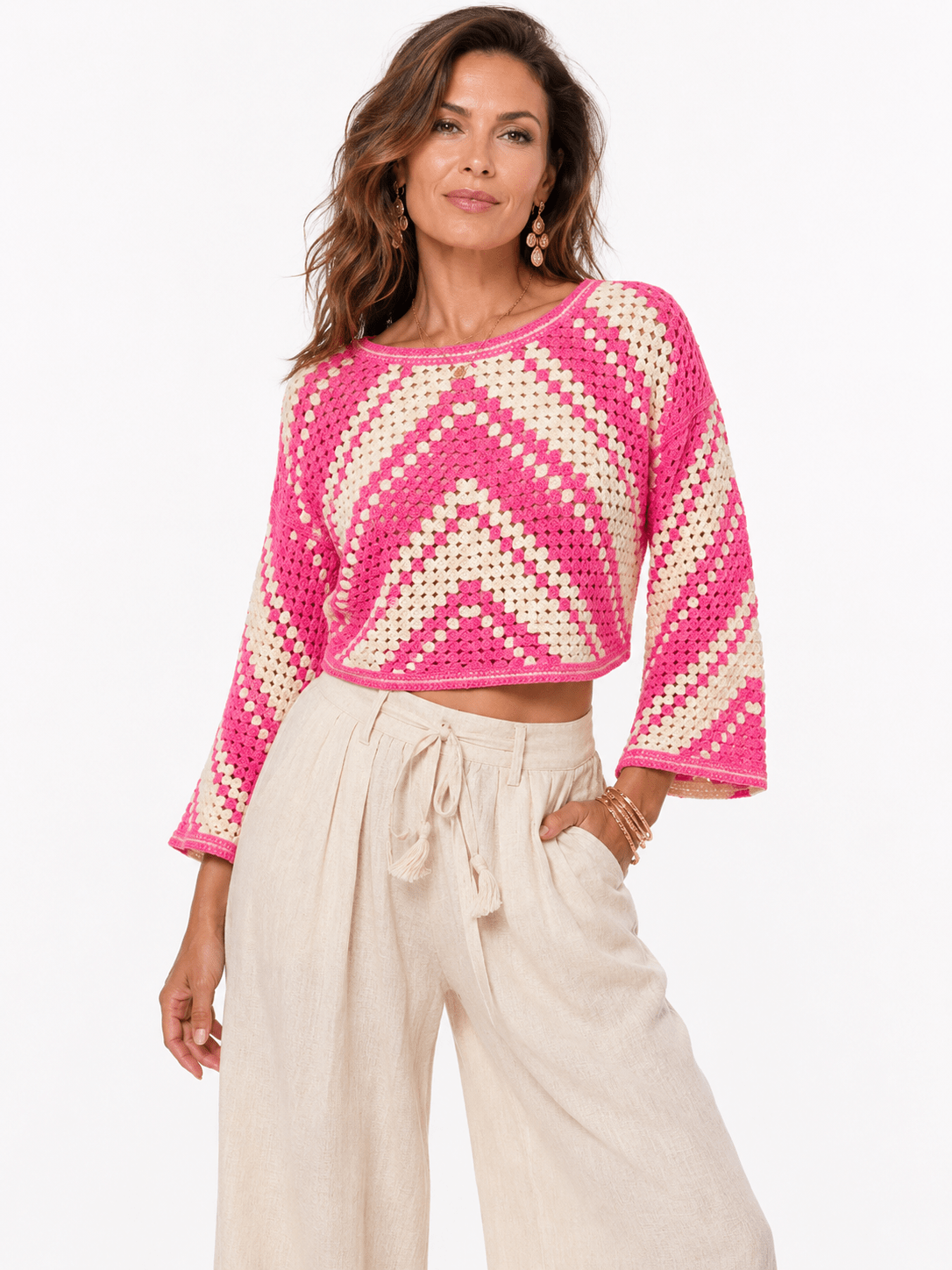 GEOMETRIC STRIPE ACRYLIC KNIT WOMEN'S JUMPER - Claudio Lugli Shirts