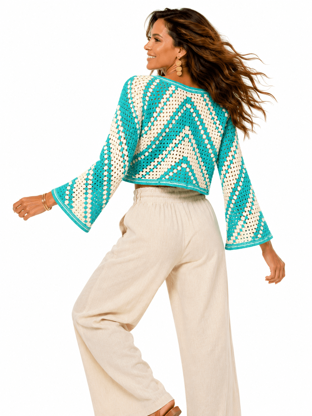 GEOMETRIC STRIPE ACRYLIC KNIT WOMEN'S JUMPER - Claudio Lugli Shirts