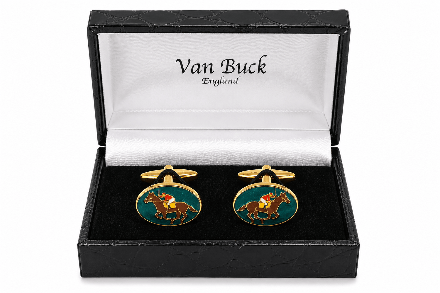 Gold Horse Racing Novelty Cufflinks by Van Buck - Claudio Lugli Shirts