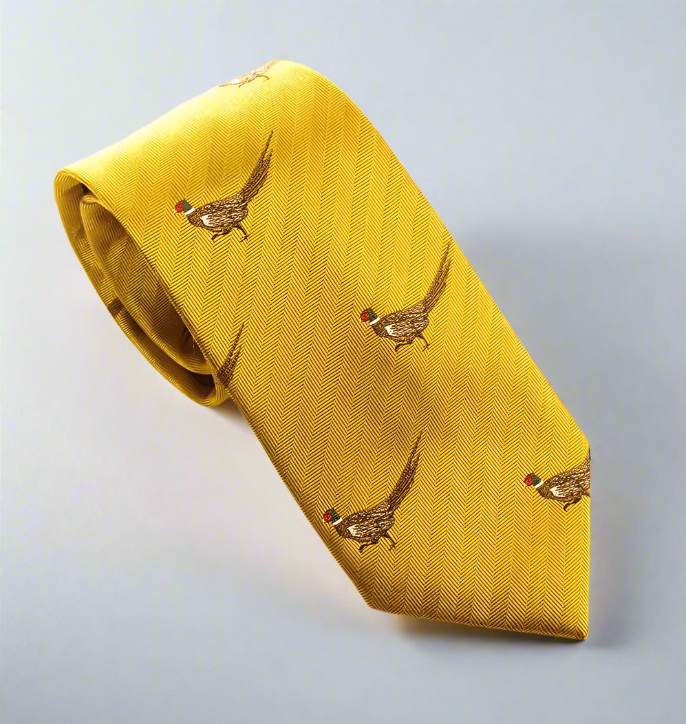 Gold Walking Pheasant Country Silk Neck - Tie by Van Buck - Claudio Lugli Shirts