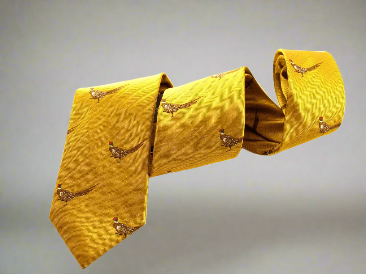 Gold Walking Pheasant Country Silk Neck - Tie by Van Buck - Claudio Lugli Shirts