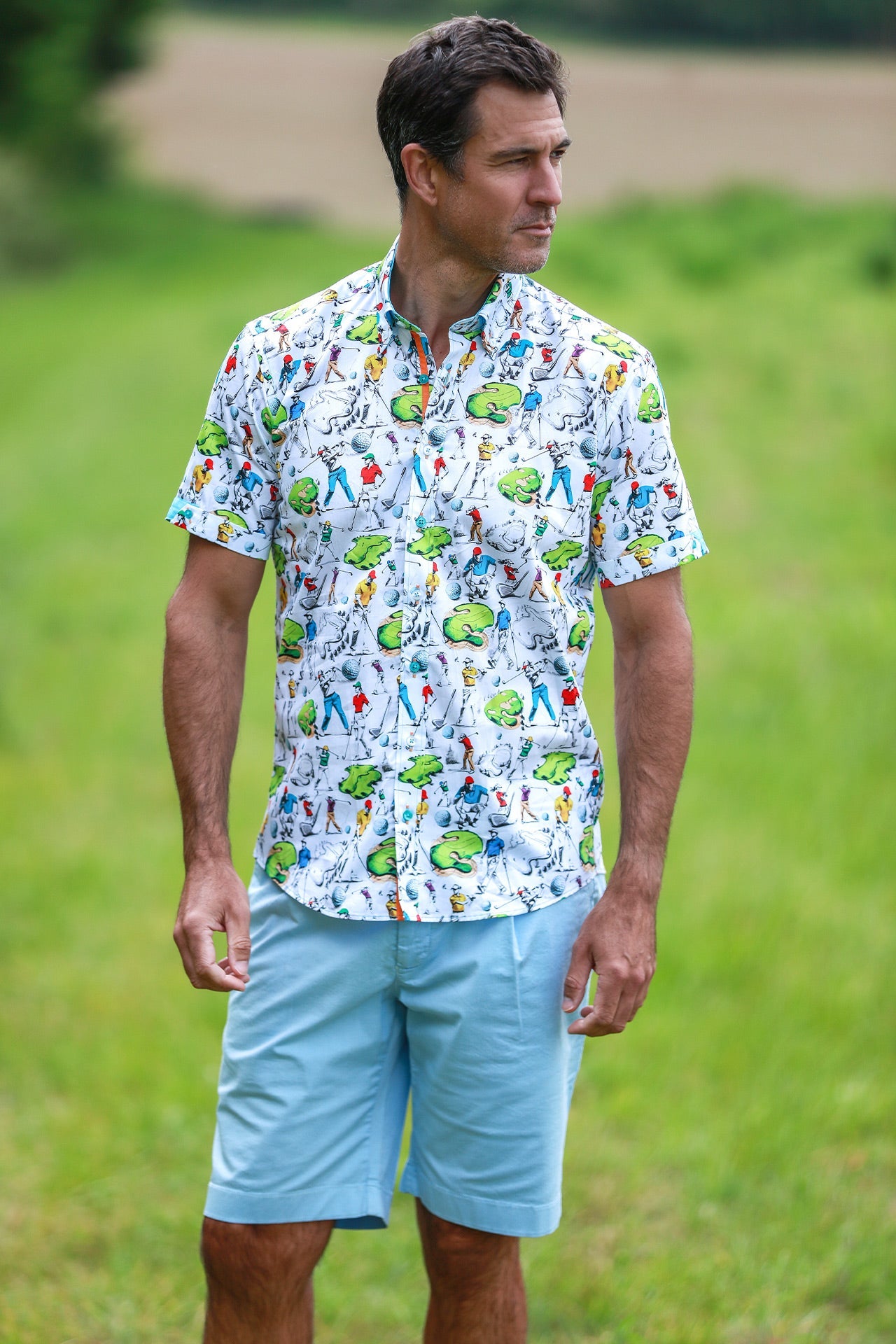 GOLF CLUB SHORT SLEEVE SHIRT – Premium Men's Patterned Shirt by Claudio Lugli | Bold Design, Tailored Fit, Best Printed Shirts