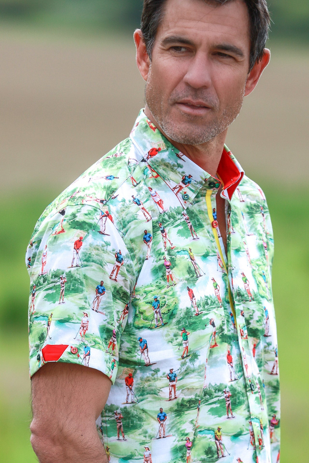 GOLF FAIRWAY PRINT SHORT SLEEVE SHIRT – Premium Men's Patterned Shirt by Claudio Lugli | Bold Design, Tailored Fit, Best Printed Shirts