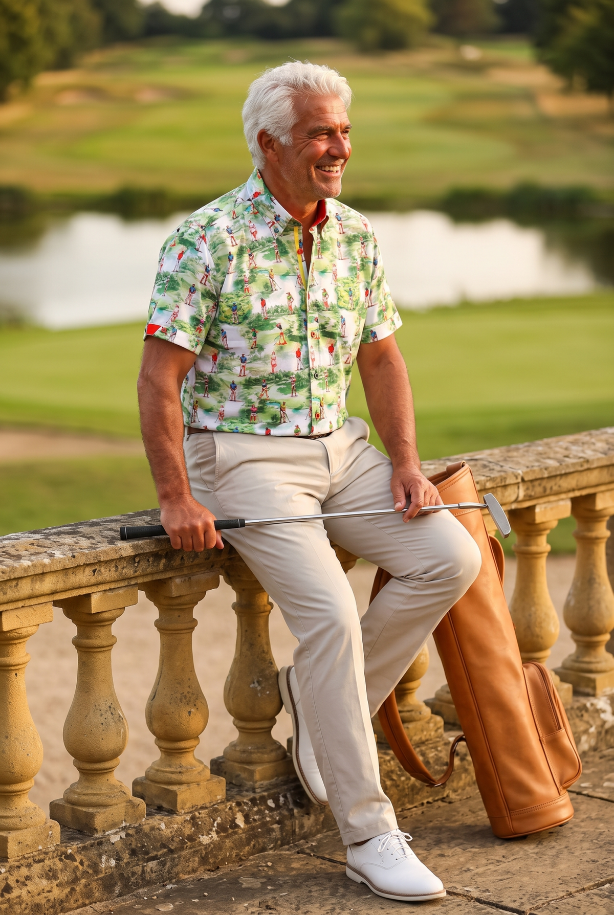 Golf Fairway Print Short Sleeve Shirt - Claudio Lugli Shirts