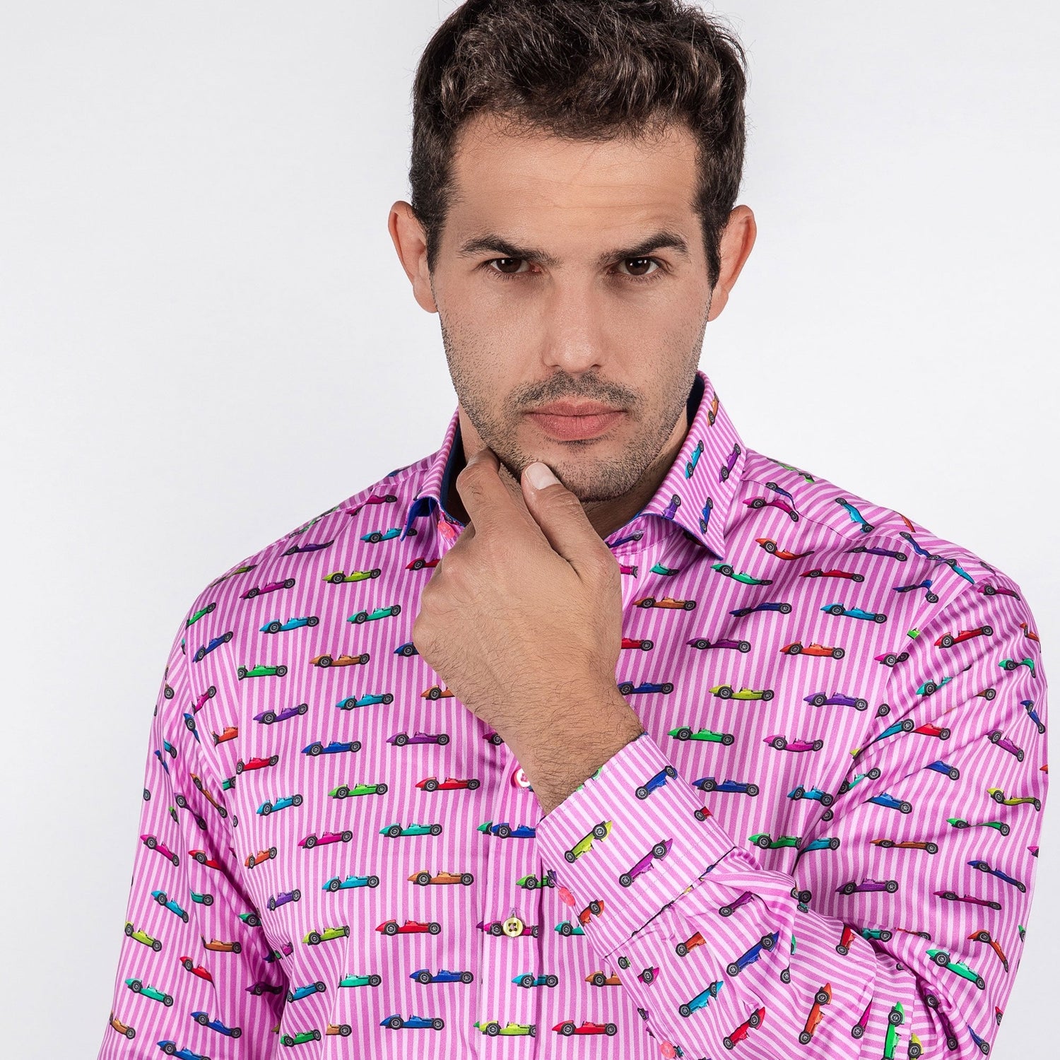 GRAND PRIX STRIPES PRINT SHIRT - Premium Men's Patterned Shirt by Claudio Lugli | Bold Design, Tailored Fit, Best Printed Shirts