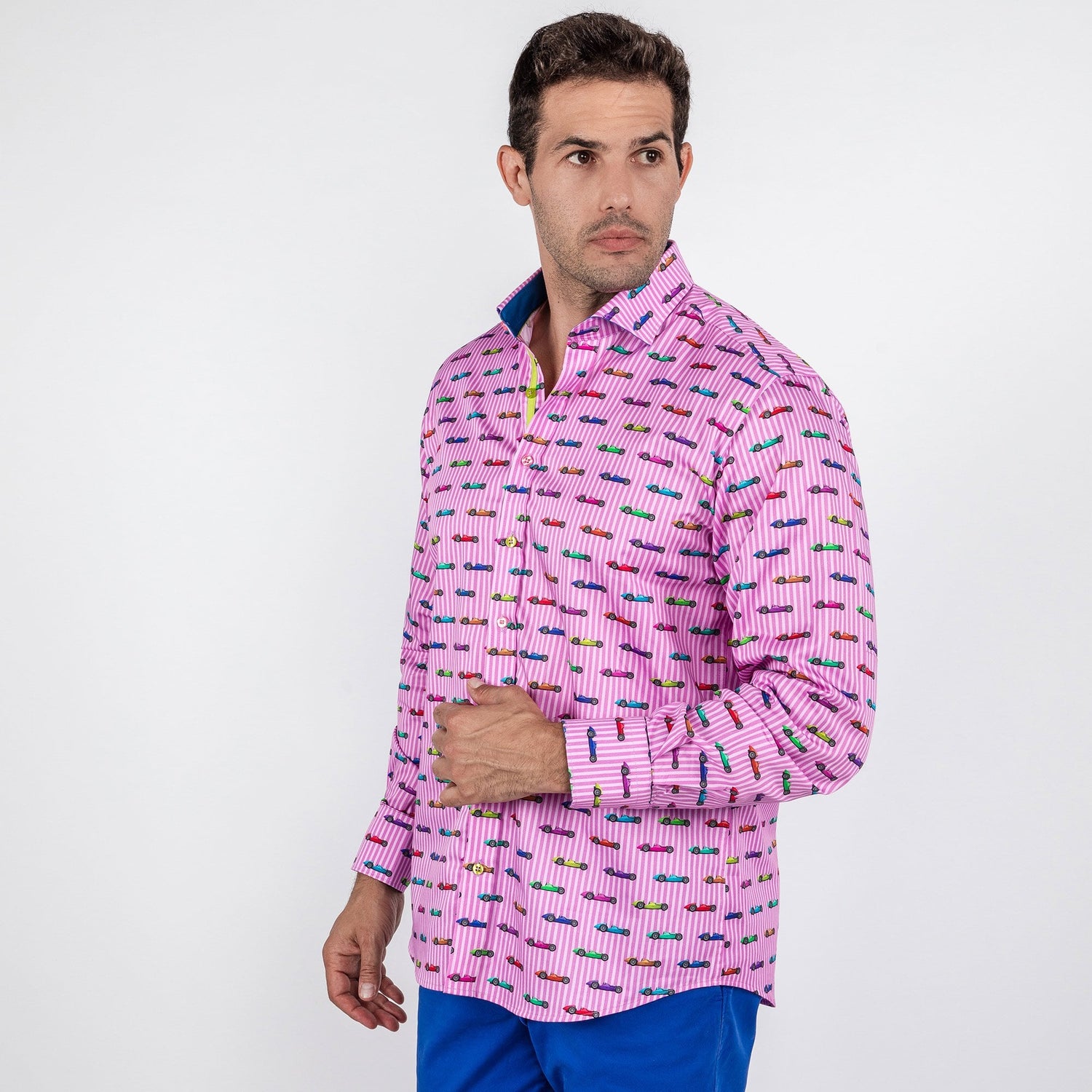 GRAND PRIX STRIPES PRINT SHIRT - Premium Men's Patterned Shirt by Claudio Lugli | Bold Design, Tailored Fit, Best Printed Shirts