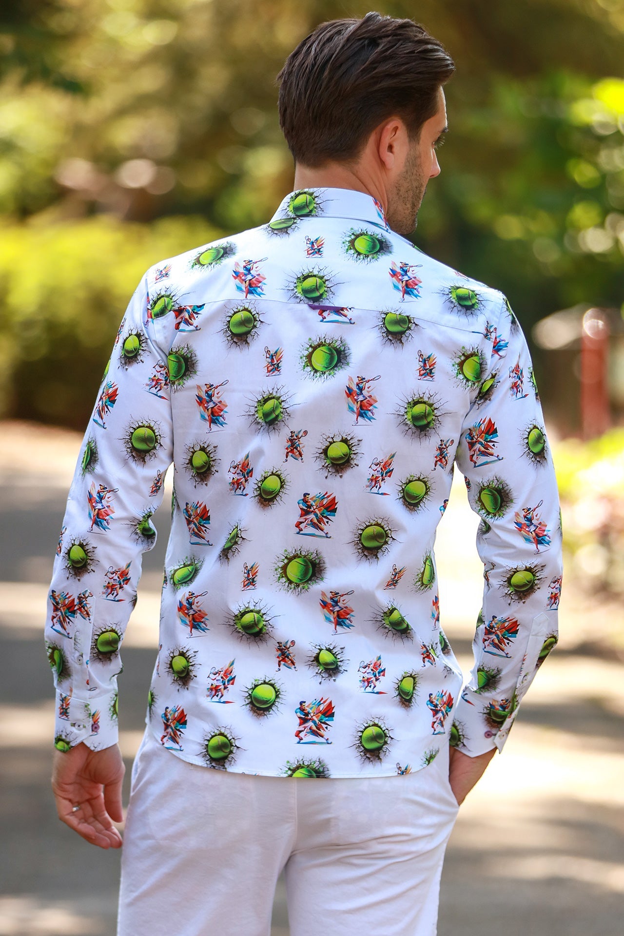GRAND SLAM TENNIS BALL PRINT SHIRT - Premium Men's Patterned Shirt by Claudio Lugli | Bold Design, Tailored Fit, Best Printed Shirts