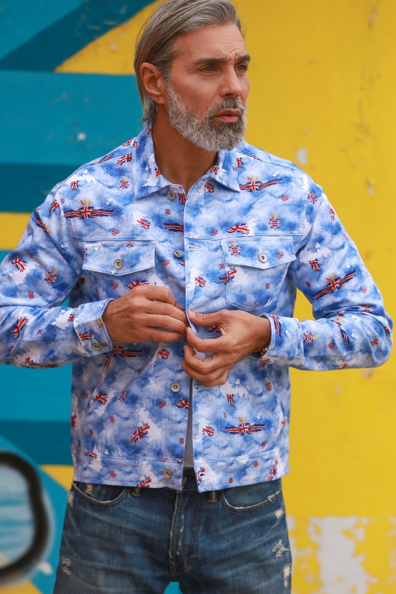 GREAT BRITAIN PRINT SHACKET - Premium Men's Patterned Shirt by Claudio Lugli | Bold Design, Tailored Fit, Best Printed Shirts