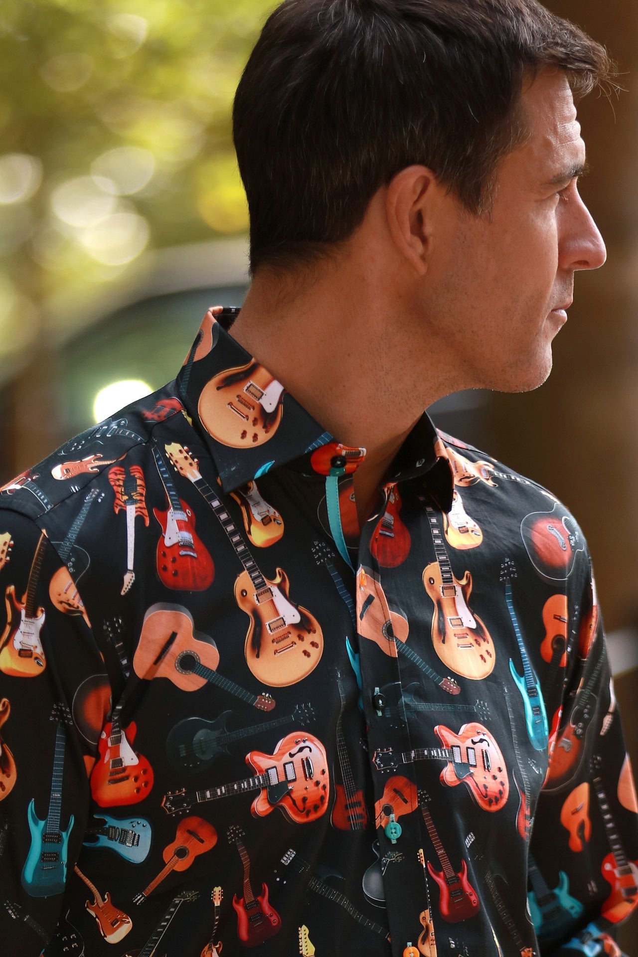 GUITAR PRINT SHIRT – Premium Men's Patterned Shirt by Claudio Lugli | Bold Design, Tailored Fit, Best Printed Shirts